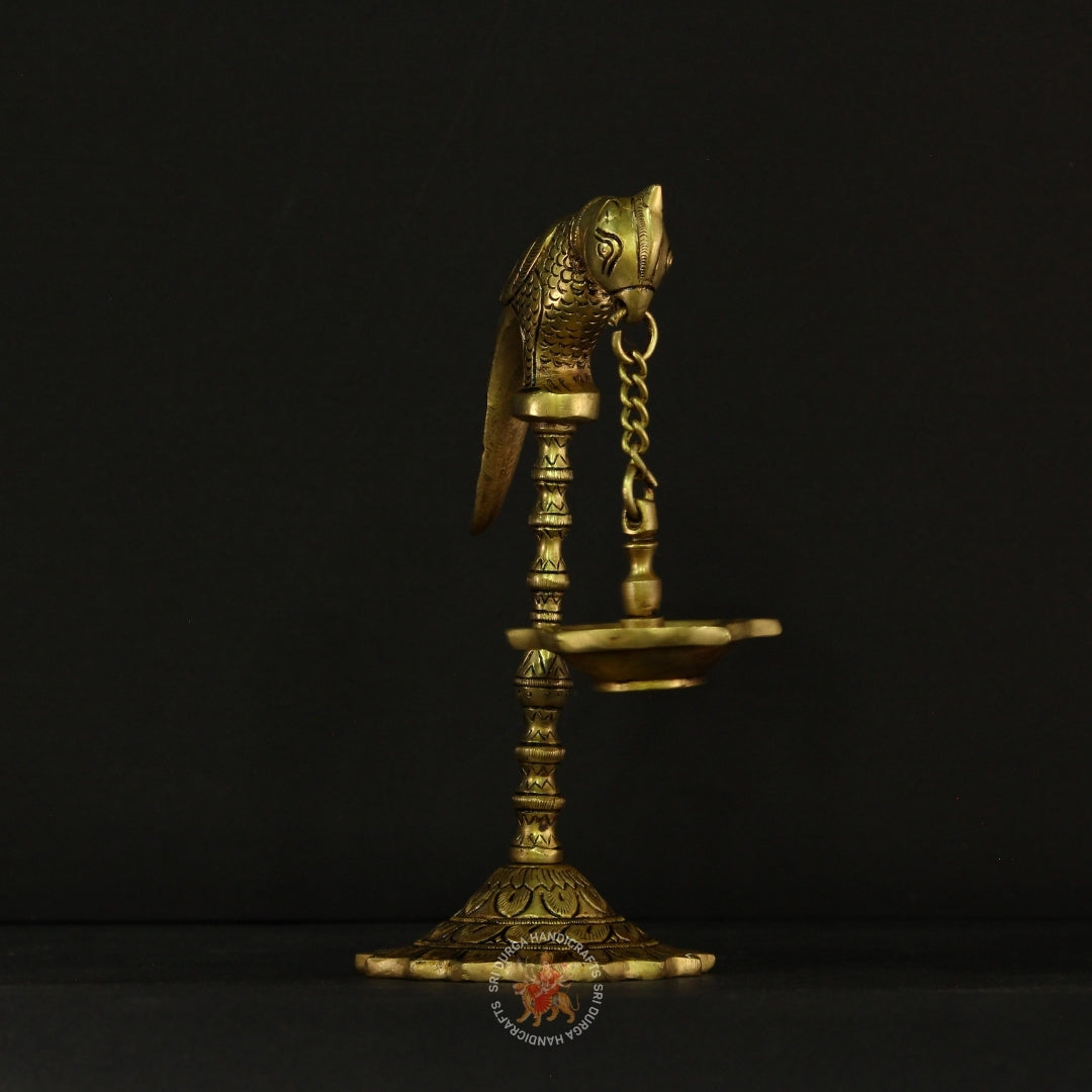 9" inch Brass Parrot Lamp
