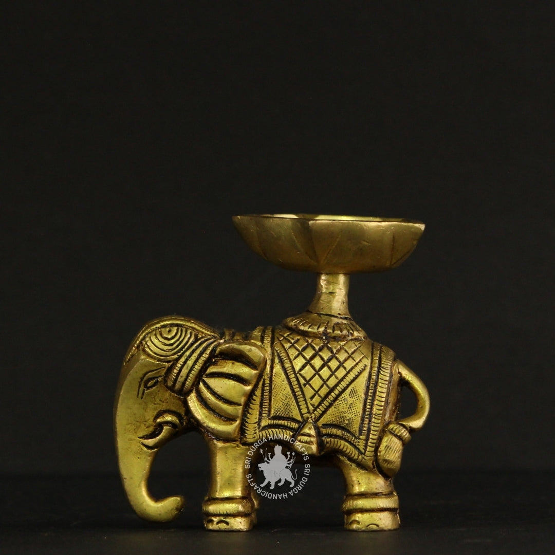3" inch Five Faced Elephant Brass Diya
