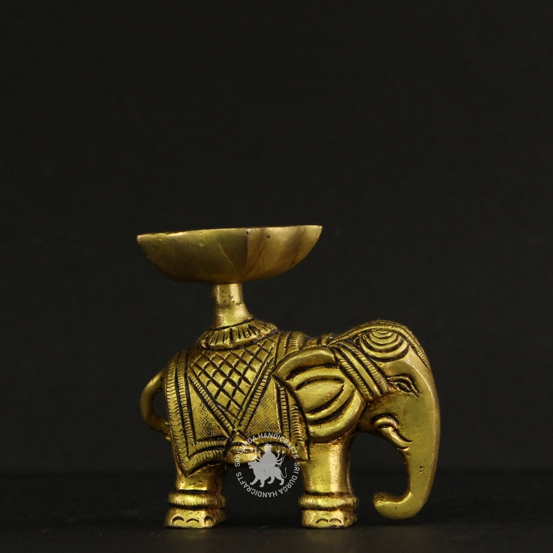 3" inch Five Faced Elephant Brass Diya