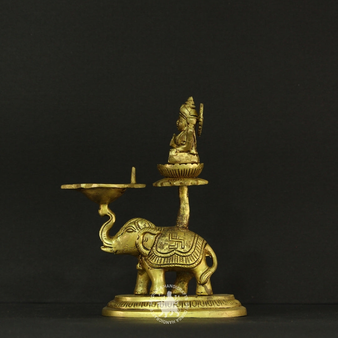 8" inch Lakshmi Elephant Brass Deep