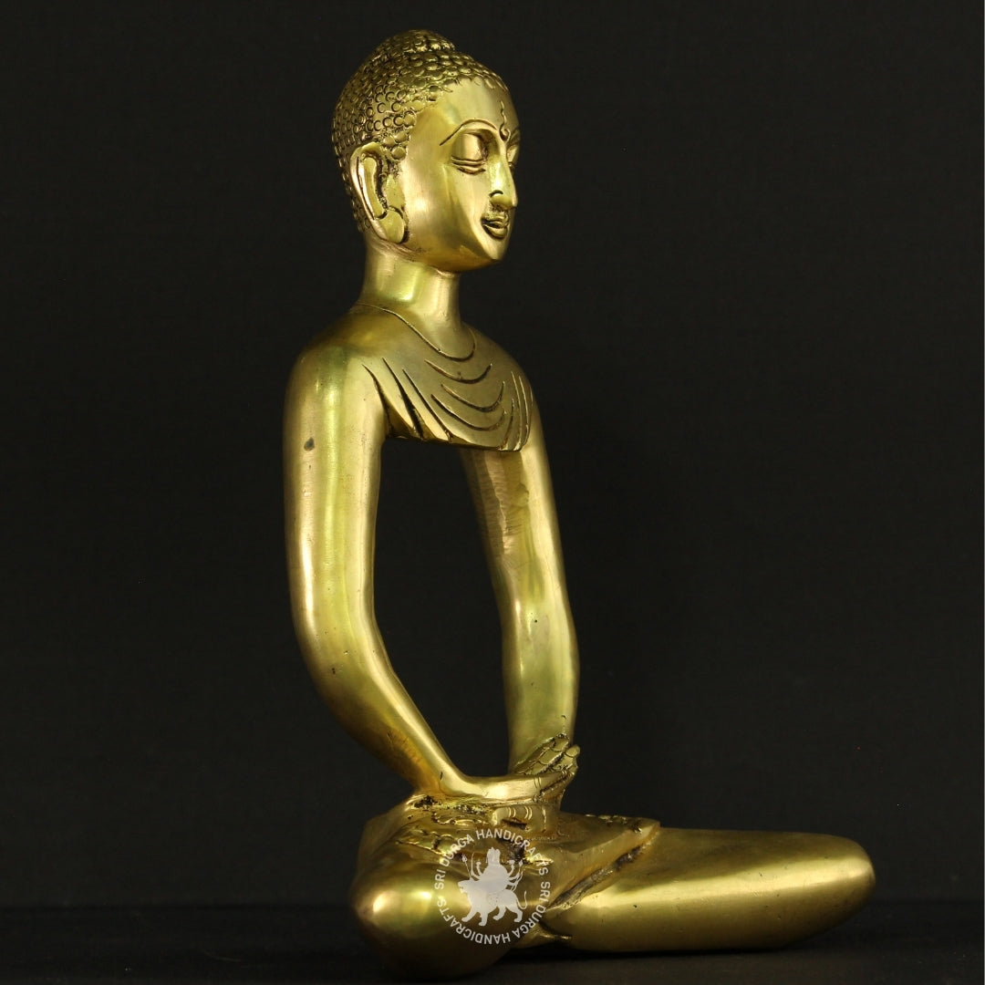 10" inch Peaceful Buddha Idol in Brass