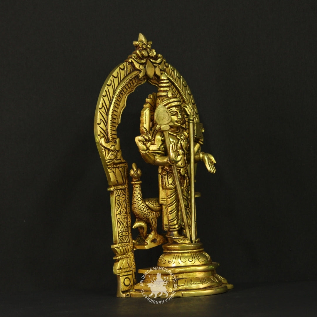 10" inch Brass Murugar with Divine Thiruvatchi
