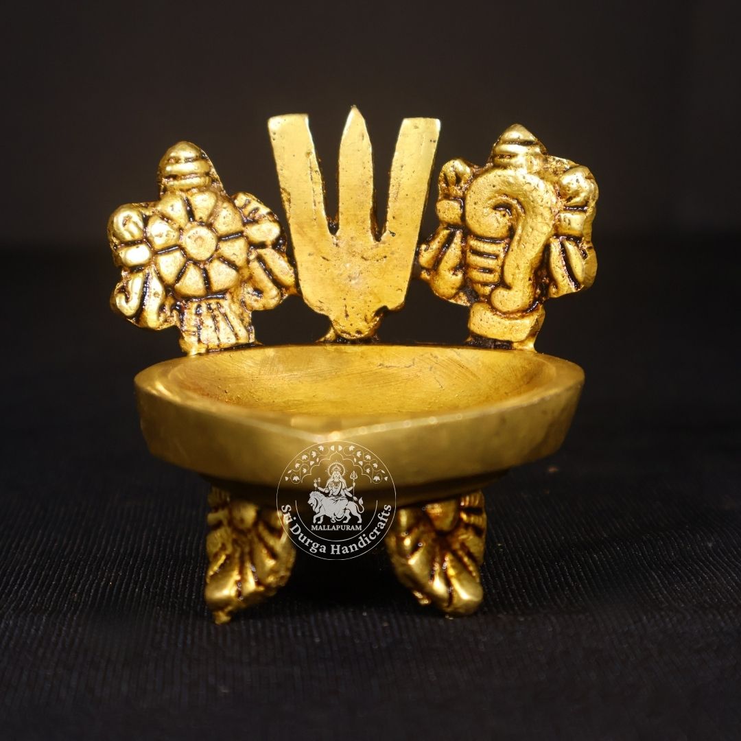 2" Inch Brass Sangu, Chakaram & Namam Deep