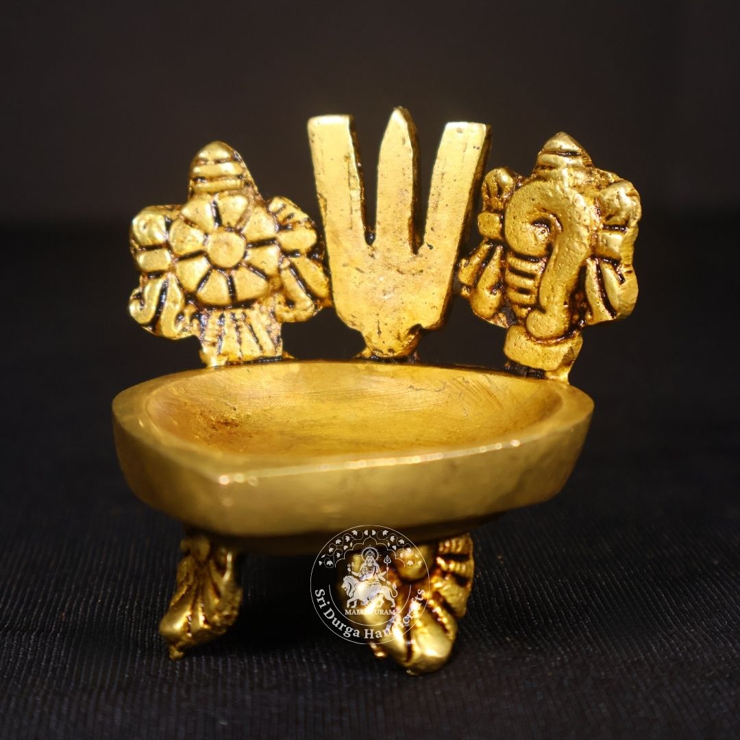 2" Inch Brass Sangu, Chakaram & Namam Deep
