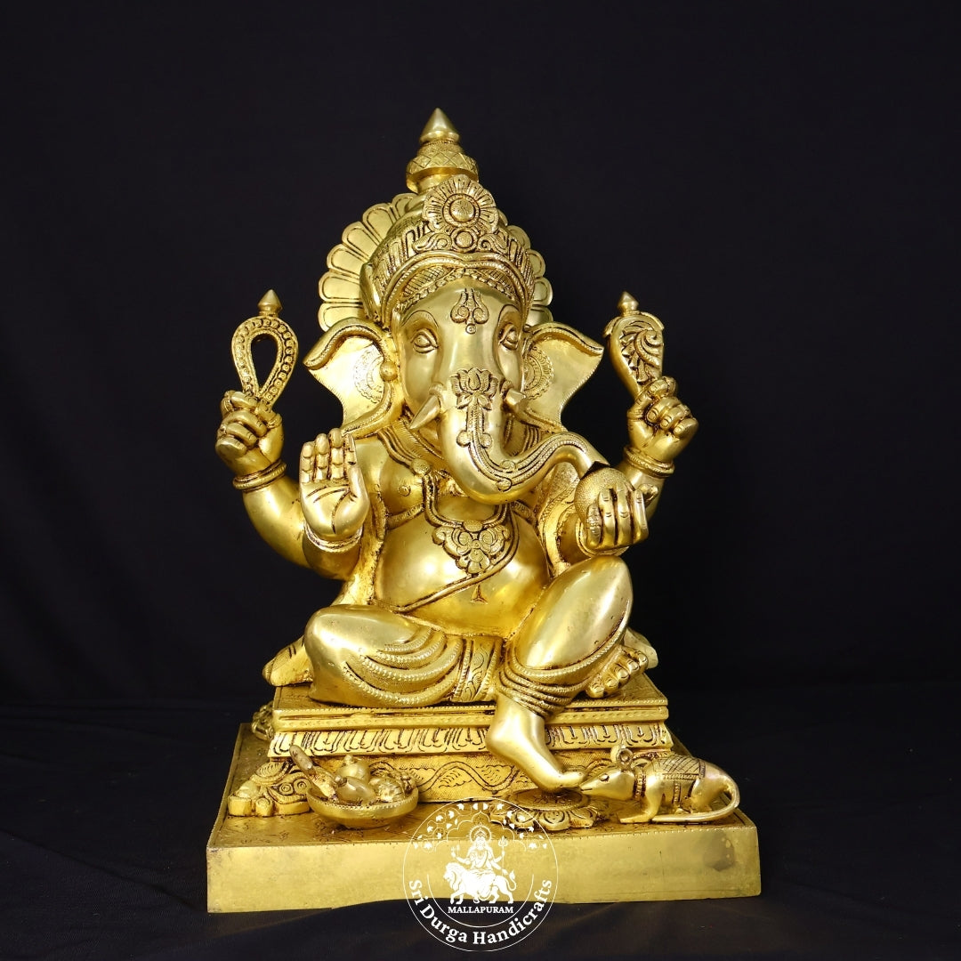 18" Inch Brass Double Choki Ganesh Idol