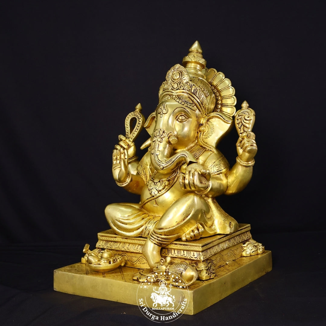 18" Inch Brass Double Choki Ganesh Idol