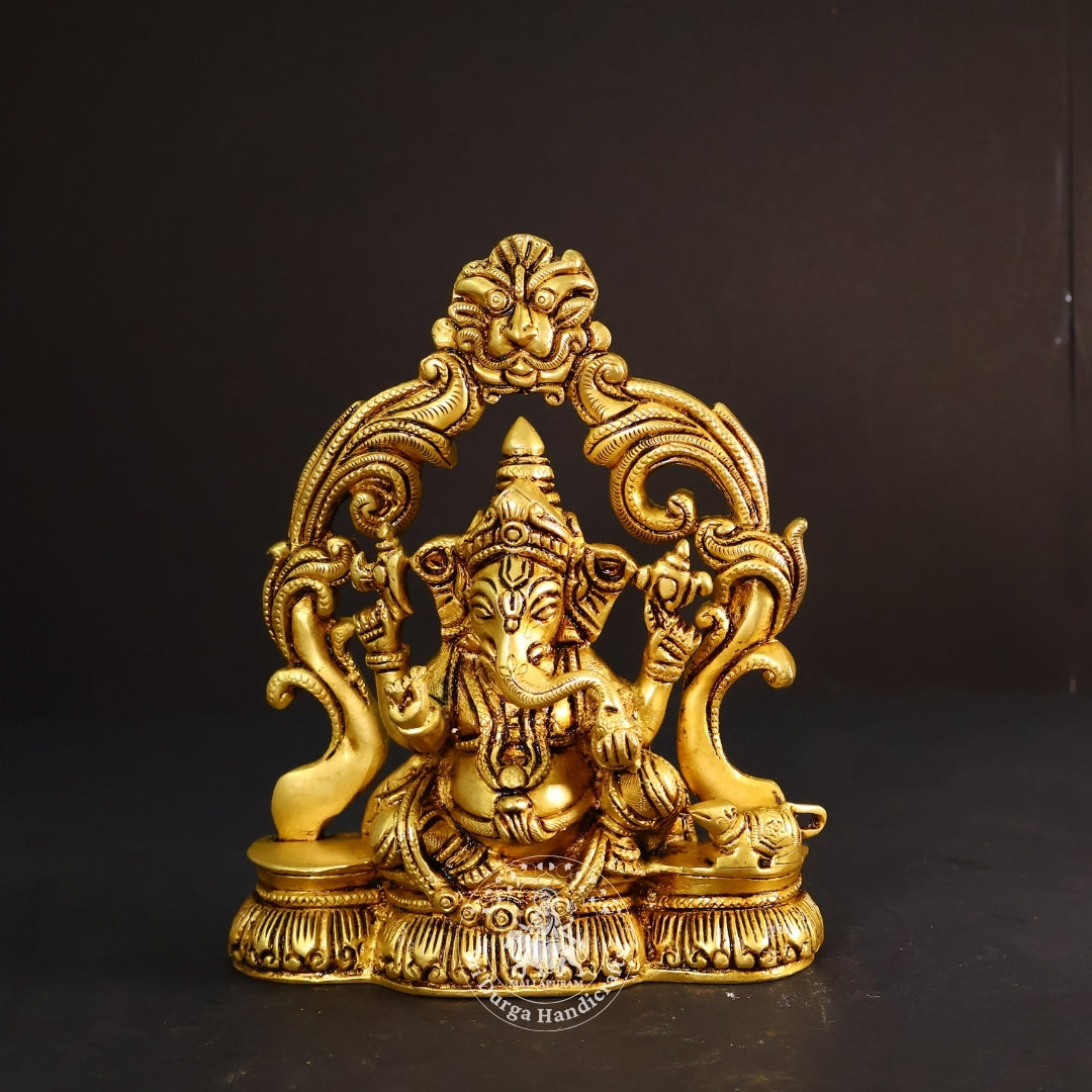 8" Inch Brass Fancy Frame Ganesh