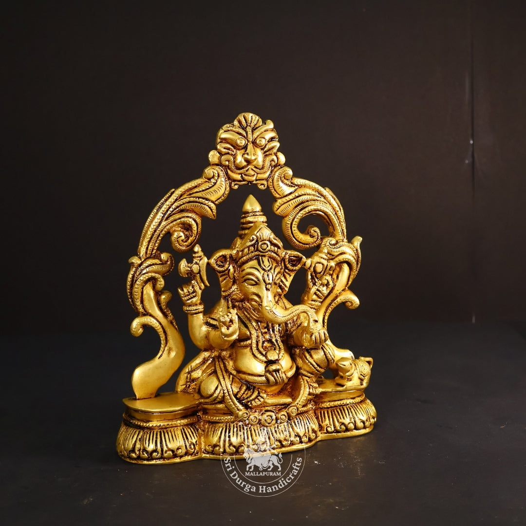 8" Inch Brass Fancy Frame Ganesh