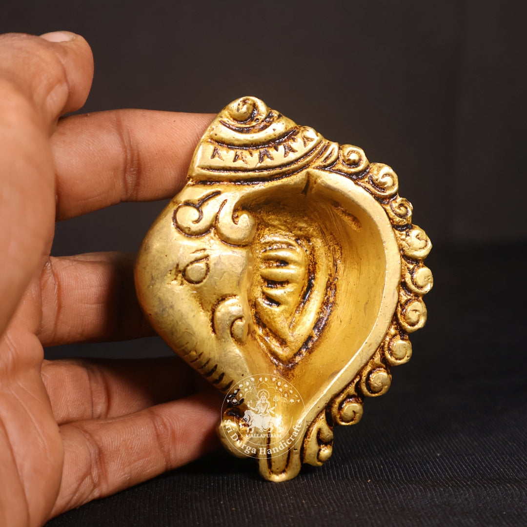 3" Inch Brass Ganesh Sangu Deep