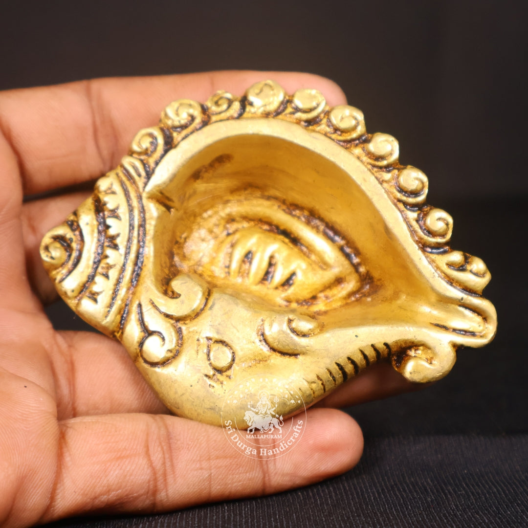 3" Inch Brass Ganesh Sangu Deep