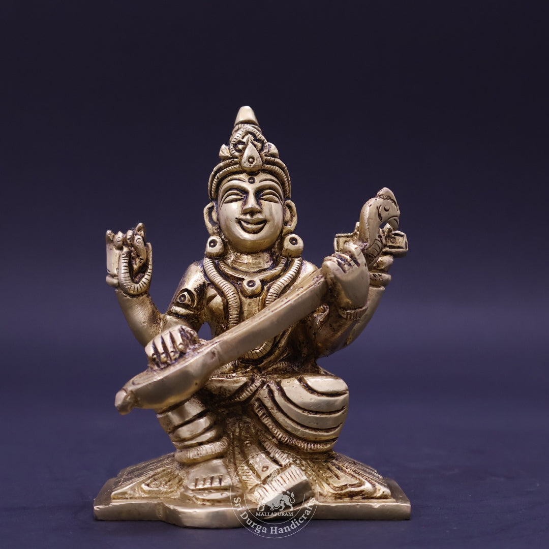 4" Inch Brass Saraswathi