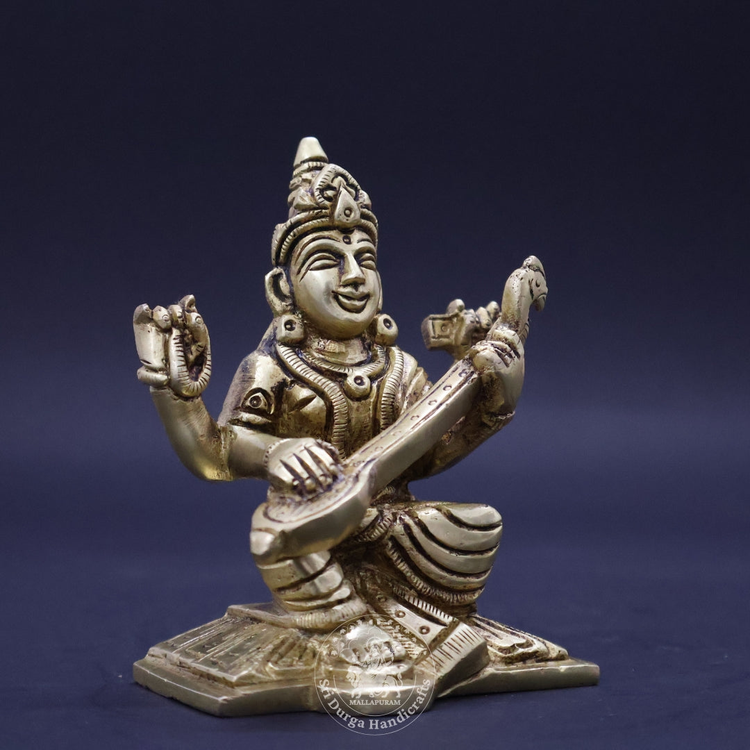 4" Inch Brass Saraswathi