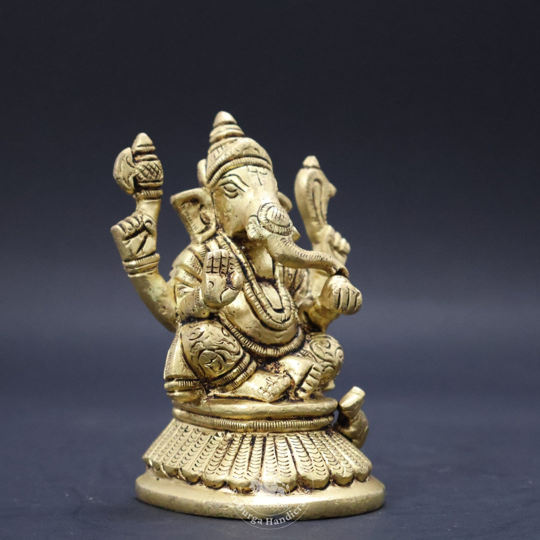 4" Inch Brass D Base Ganesh
