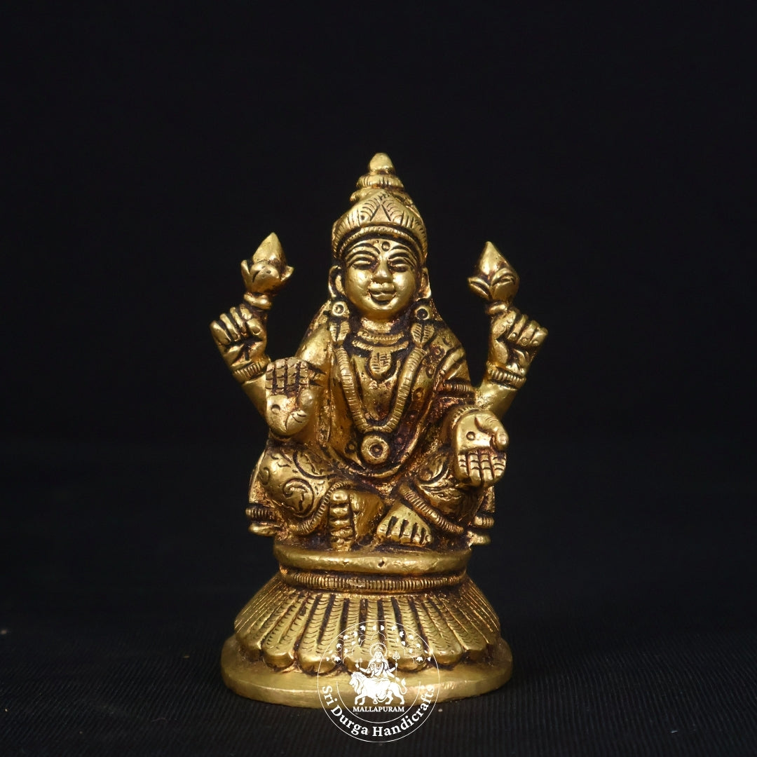 4" Inch Brass D Base Lakshmi Idol