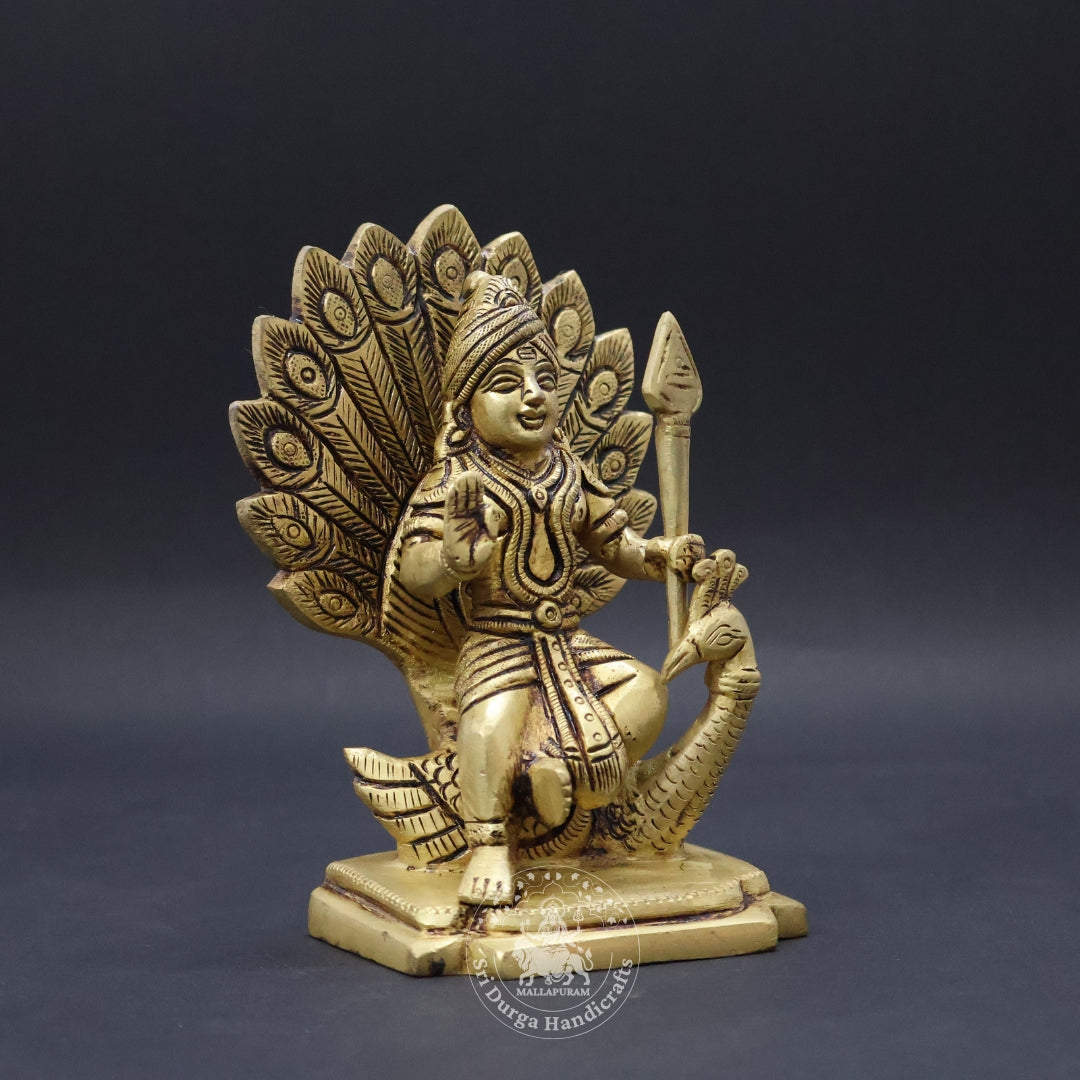 6" Inch Brass Murgar with Peacock