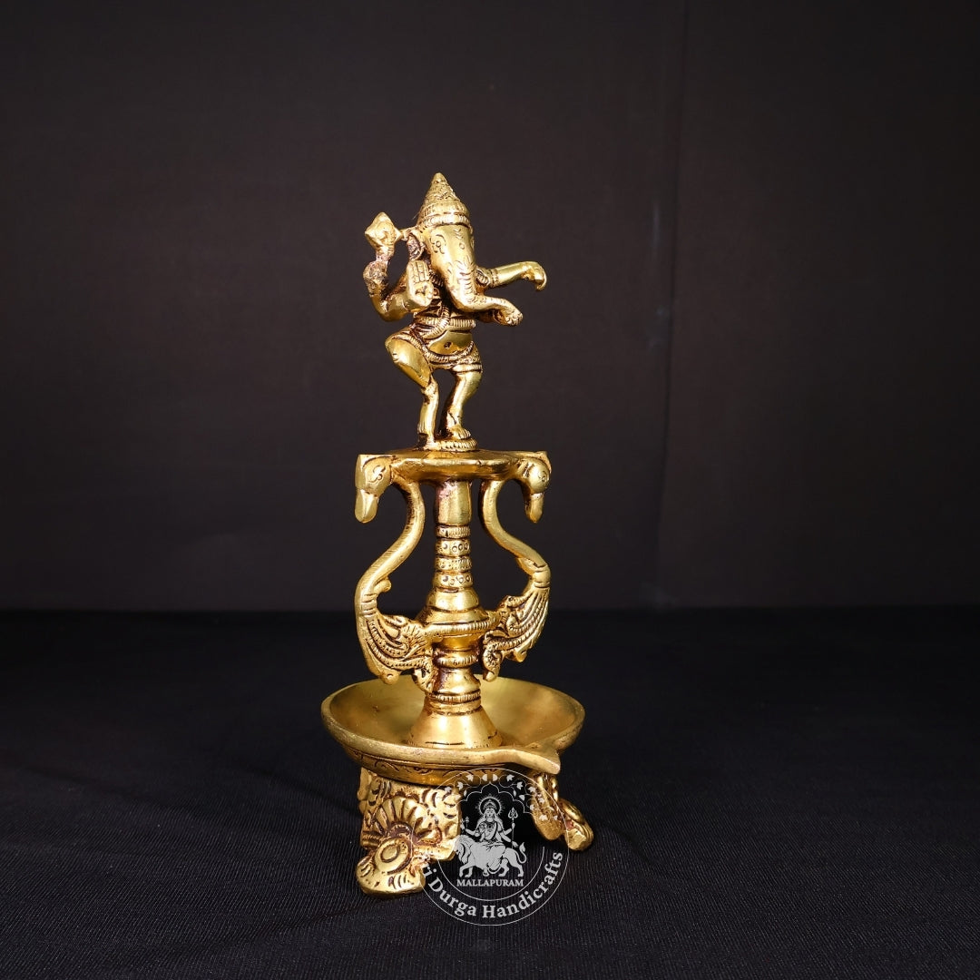 8" Inch Brass Dancing Ganesh Deep