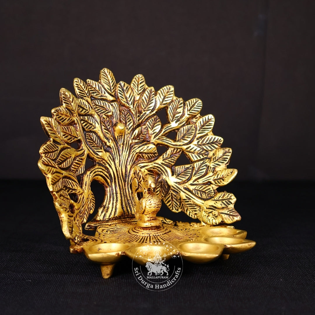 5" Inch Brass Peacock Tree Deep