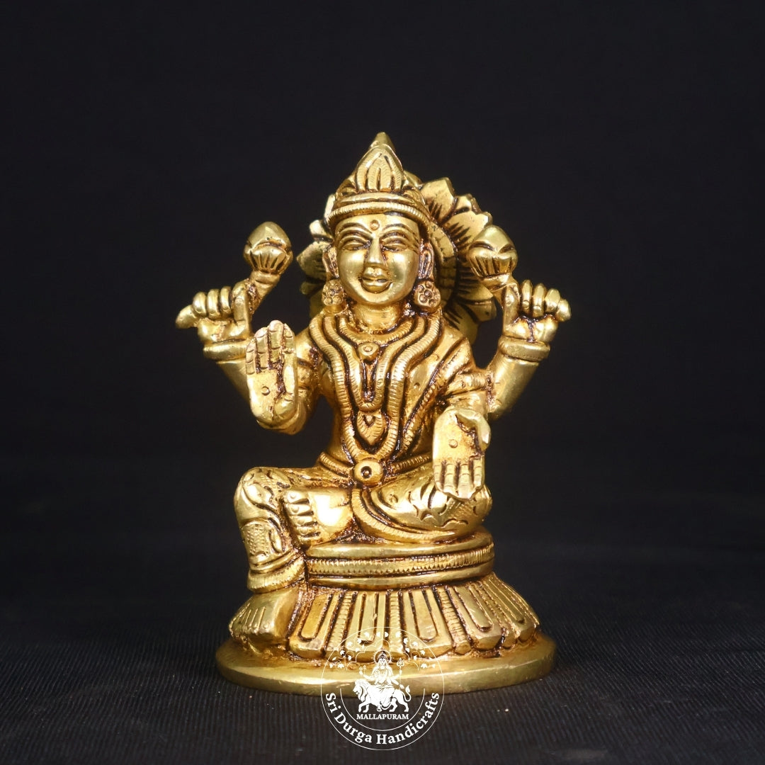 4" Inch Brass Oval Base Lakshmi Idol