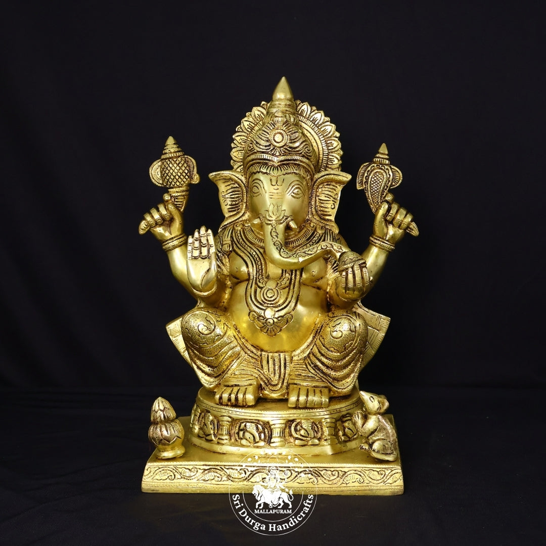 14" Inch Brass New Asta Ganesh Idol