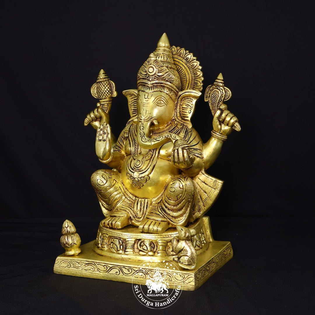 14" Inch Brass New Asta Ganesh Idol