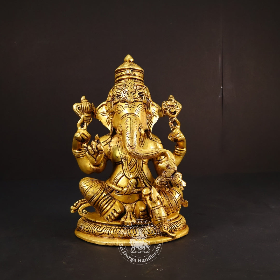 9" Inch Brass Oval Base Ganesh Idol