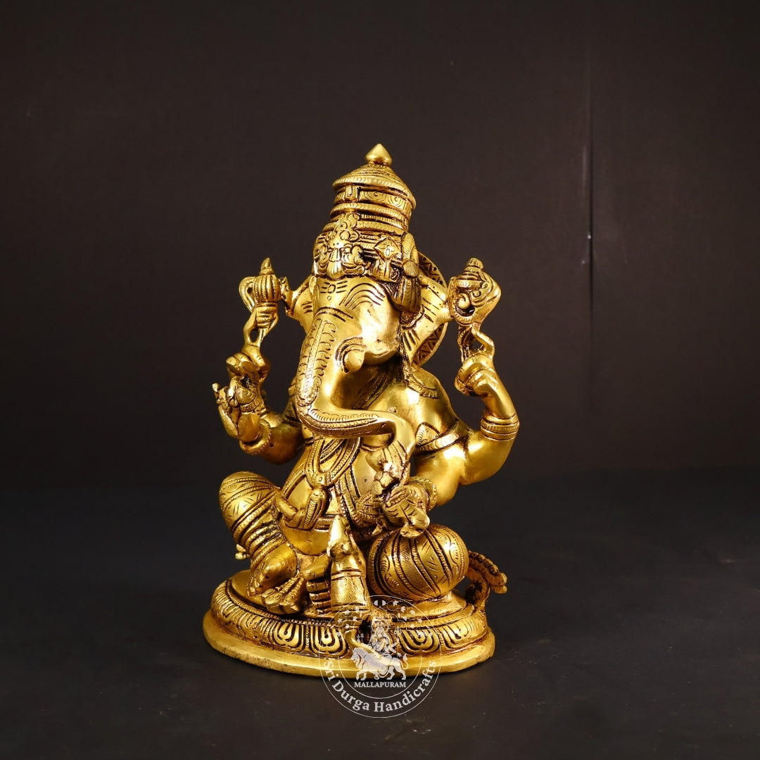 9" Inch Brass Oval Base Ganesh Idol