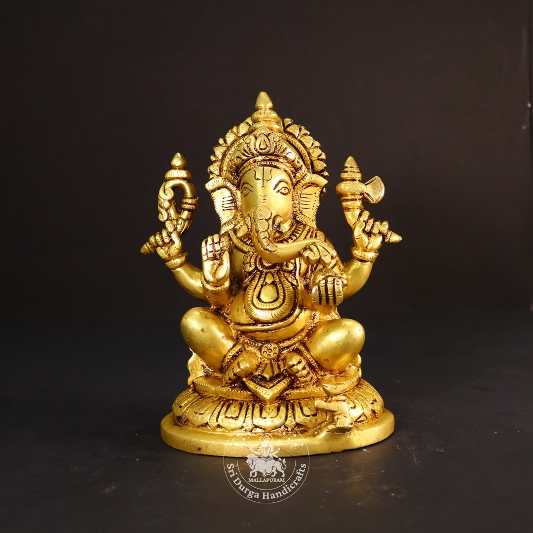 7" Inch Brass New Ganesh Idol