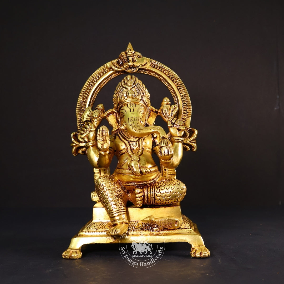9" Inch Brass Frame Ganesh