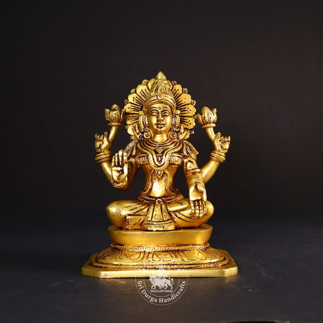6" Inch Brass Lakshmi Sitting Idol