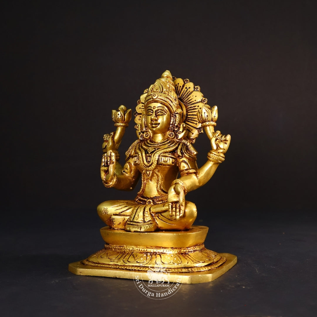 6" Inch Brass Lakshmi Sitting Idol