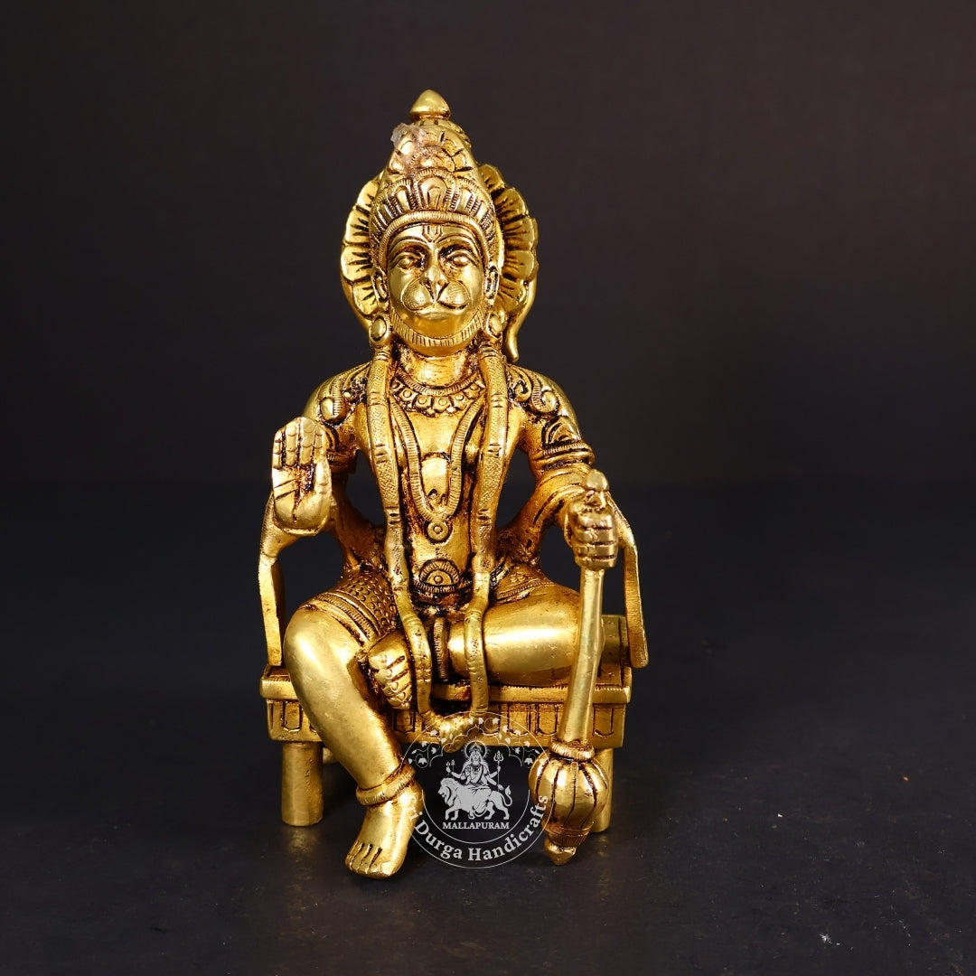 7" Inch Brass Chowki Hanuman Idol