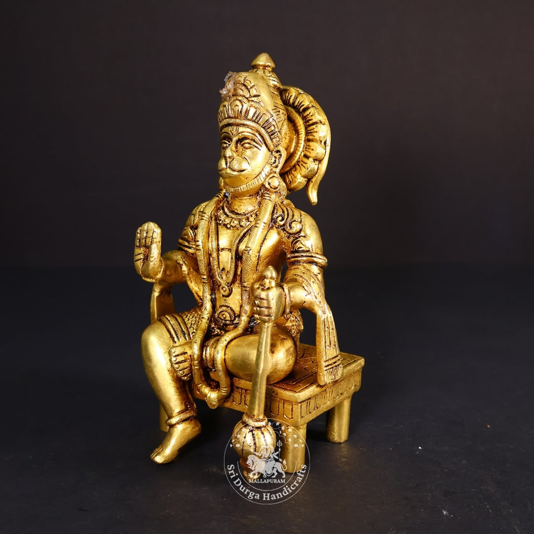 7" Inch Brass Chowki Hanuman Idol