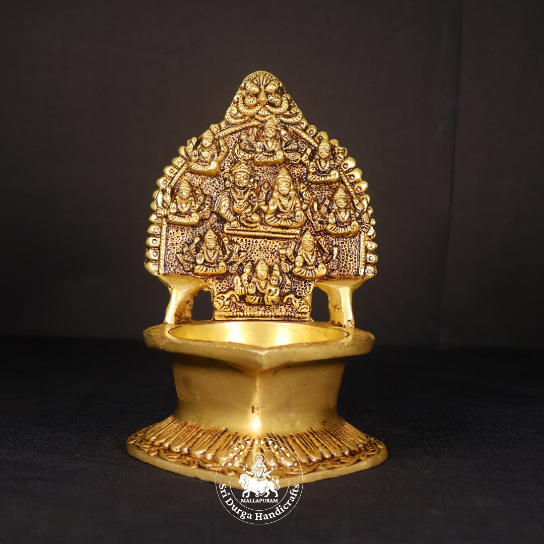 7" Inch Brass Astalakshmi Kuber Deep