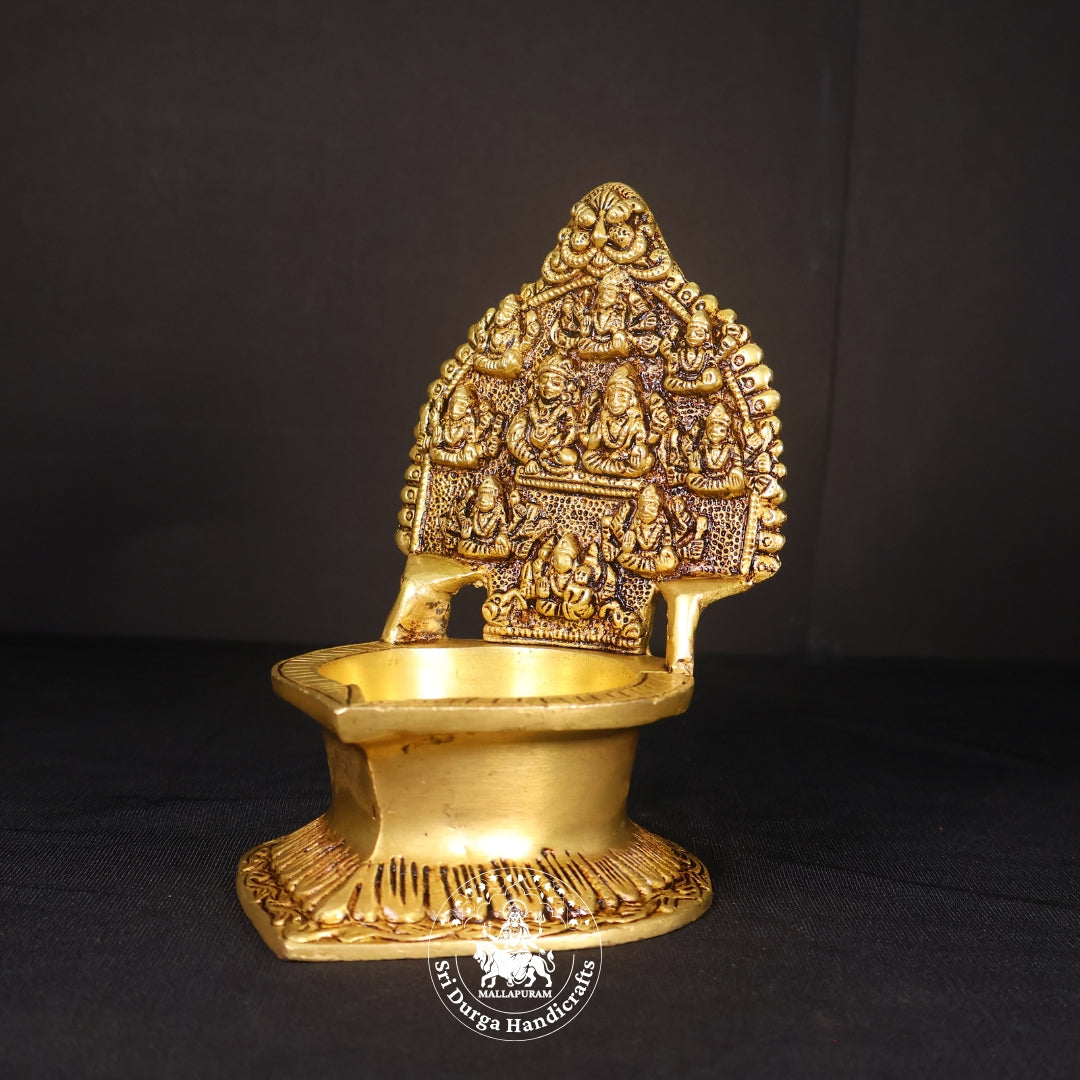7" Inch Brass Astalakshmi Kuber Deep