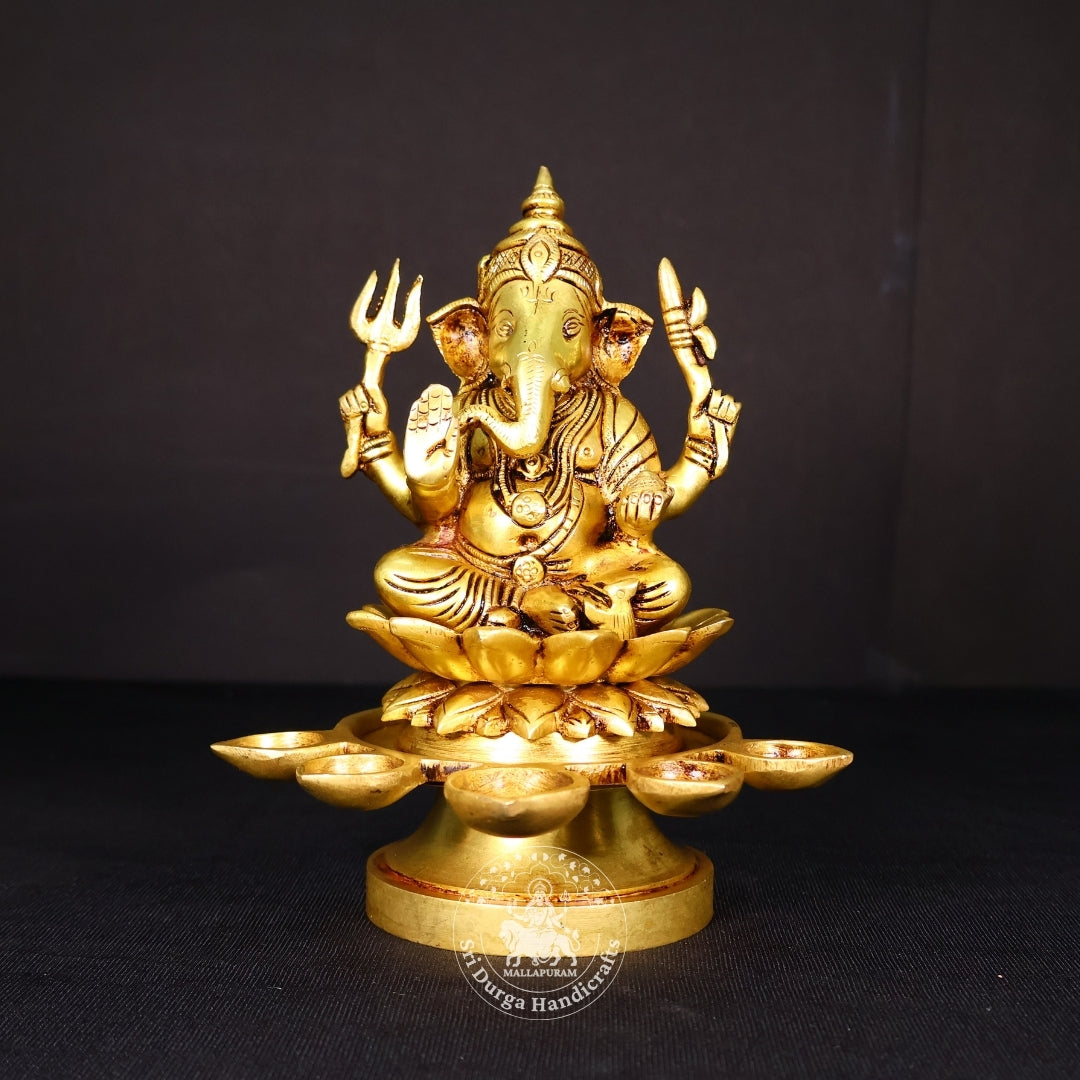 7" Inch Brass Kamal Ganesh Deep