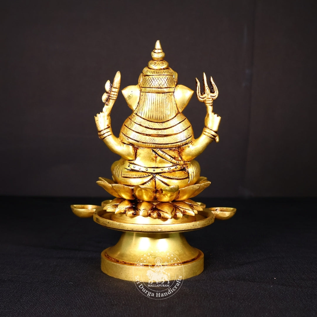 7" Inch Brass Kamal Ganesh Deep