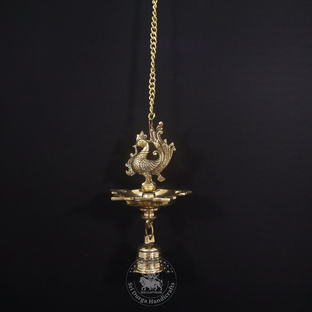 12" Inch Brass Annam Saravilakku Hanging with Bell