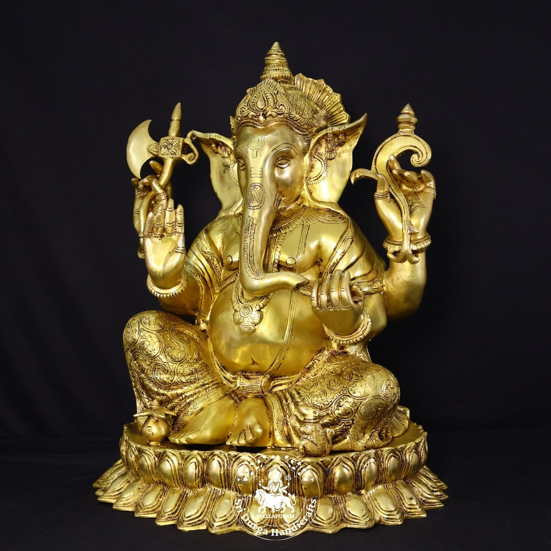 21" Inch Brass Kamal Ganesh Idol