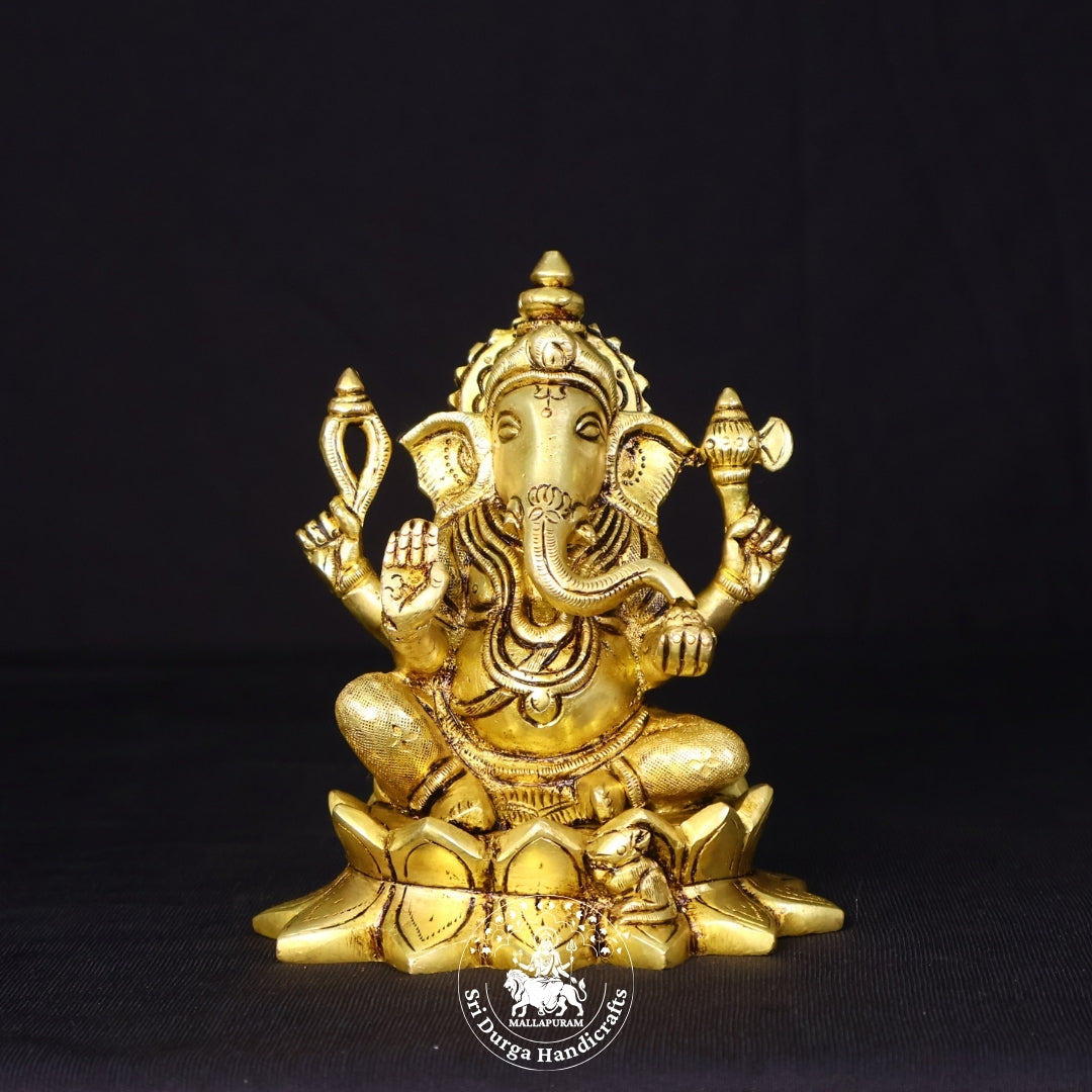 5" Inch Brass Kamal Ganesh Idol