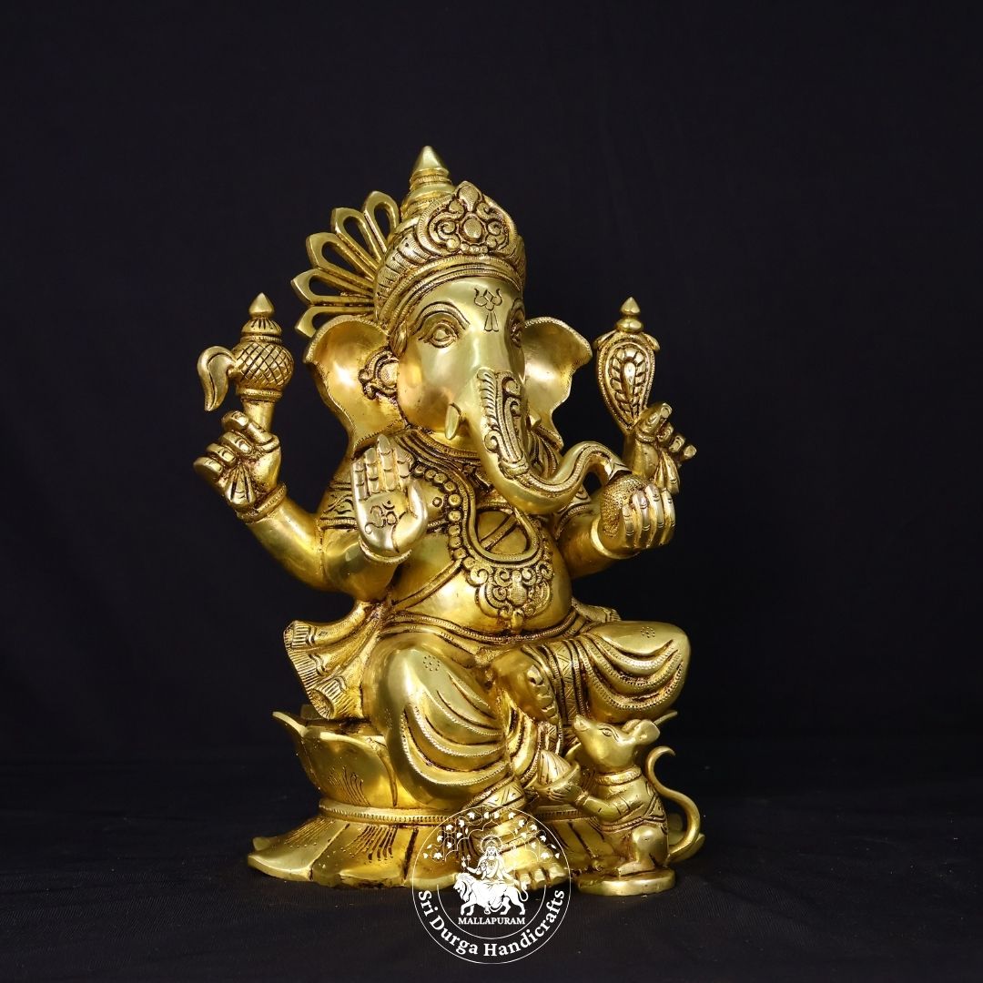 14" Inch Brass Kamal Ganesh Idol