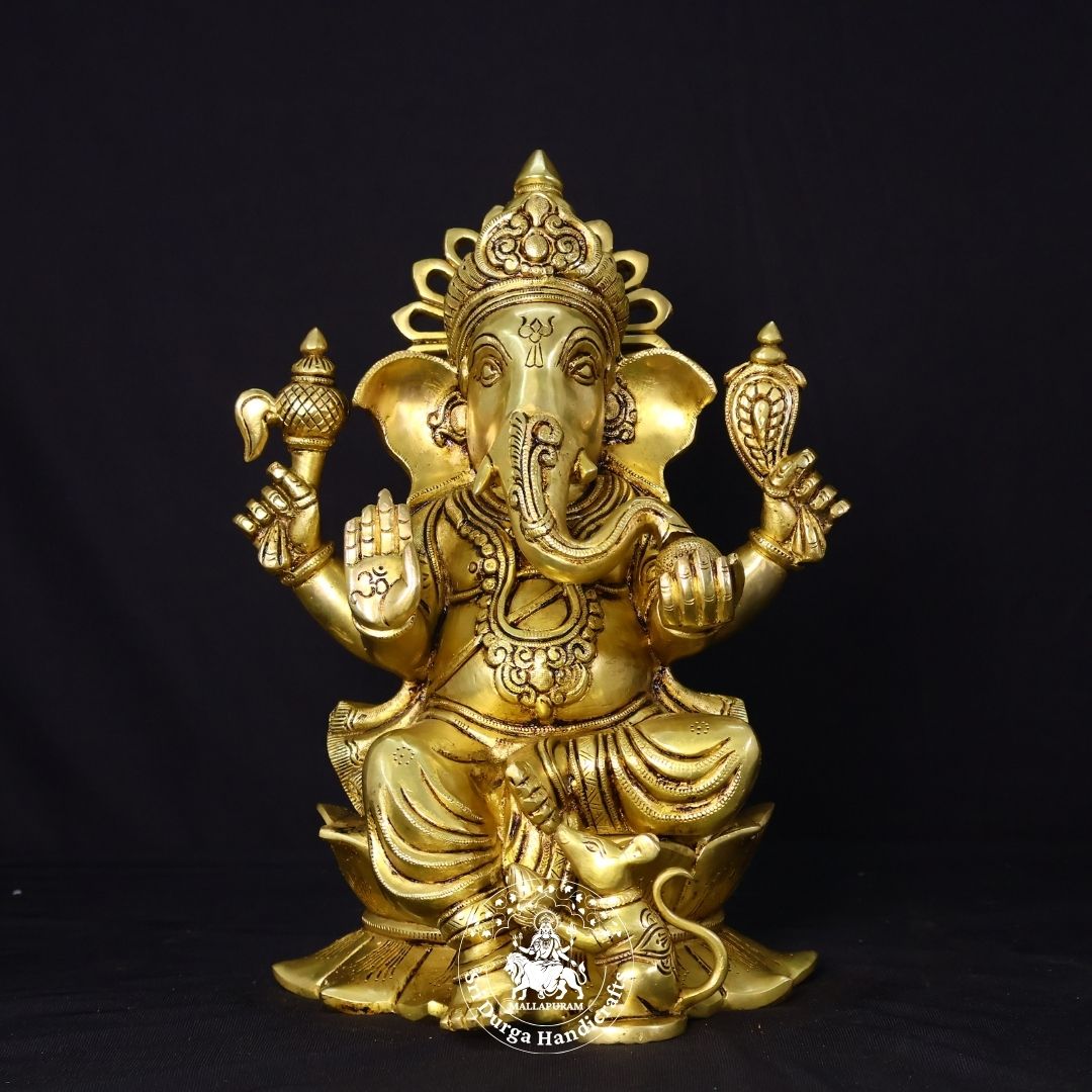 14" Inch Brass Kamal Ganesh Idol