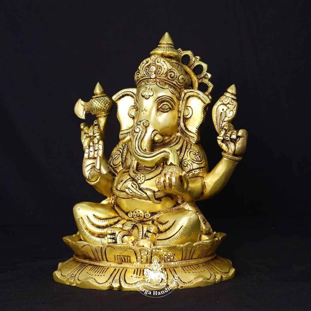 10" Inch Brass Kamal Ganesh Idol