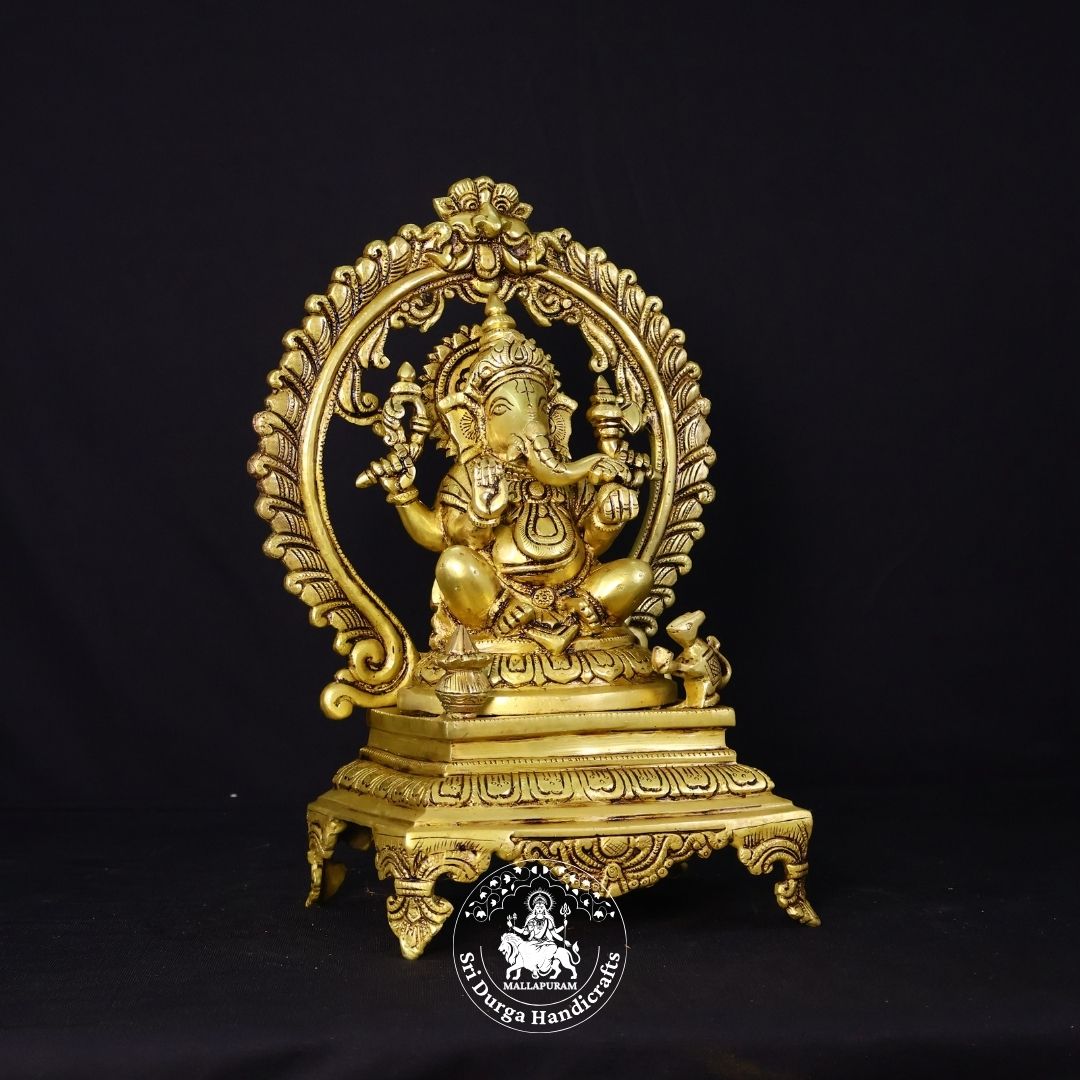 13" Inch Brass Frame Choki Ganesh Idol