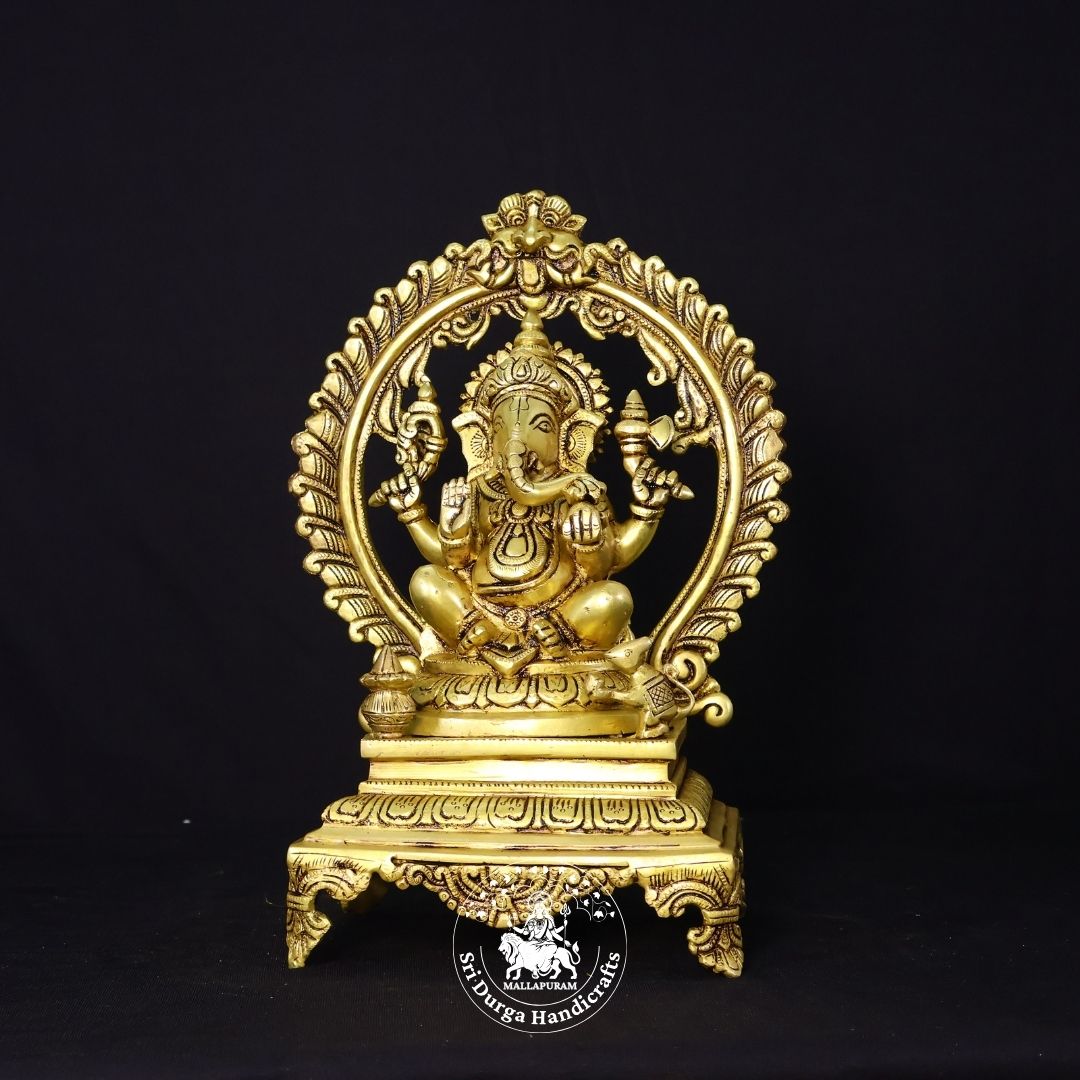 13" Inch Brass Frame Choki Ganesh Idol