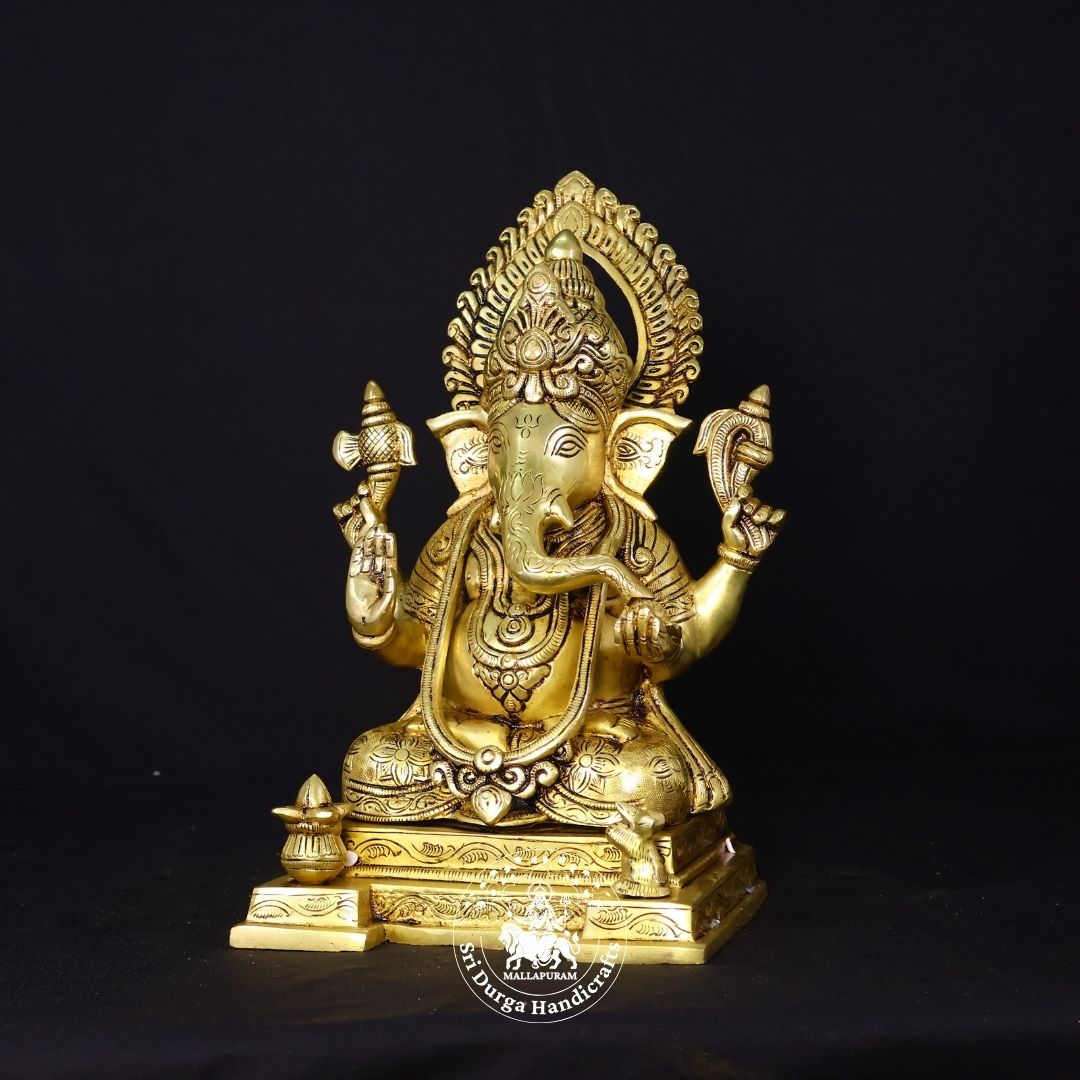 12" Inch Brass Puna Ganesh Idol