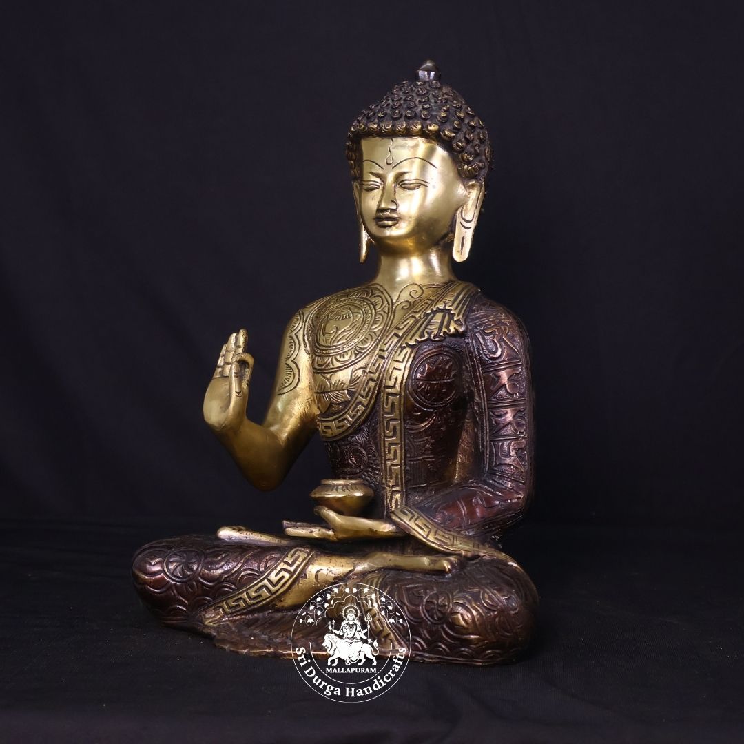 12" Inch Brass Colour Buddha Idol