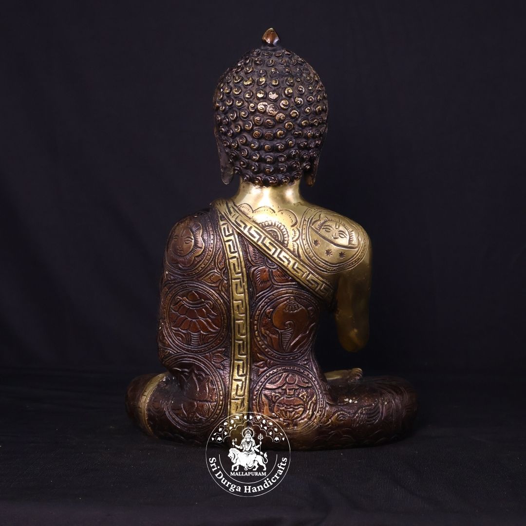 12" Inch Brass Colour Buddha Idol