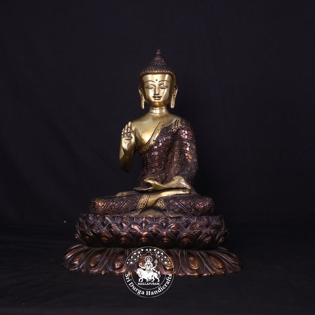 11" Inch Brass Colour Buddha Idol
