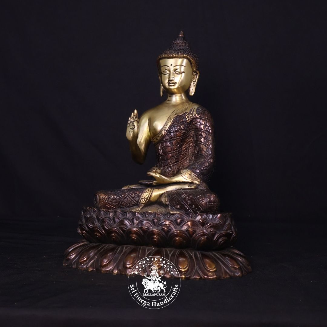 11" Inch Brass Colour Buddha Idol