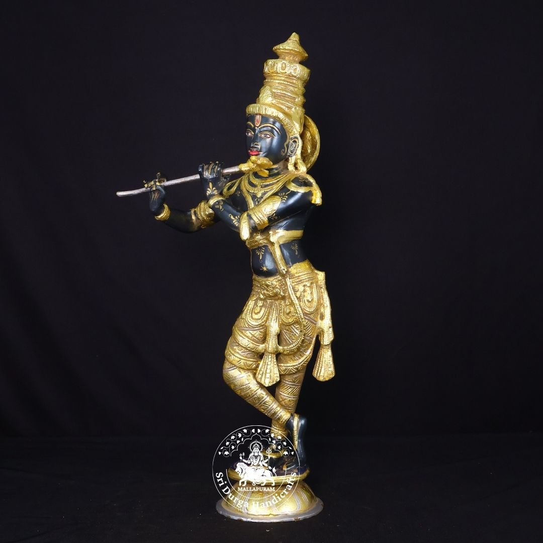 23" Inch Brass Colour Krishnar Idol